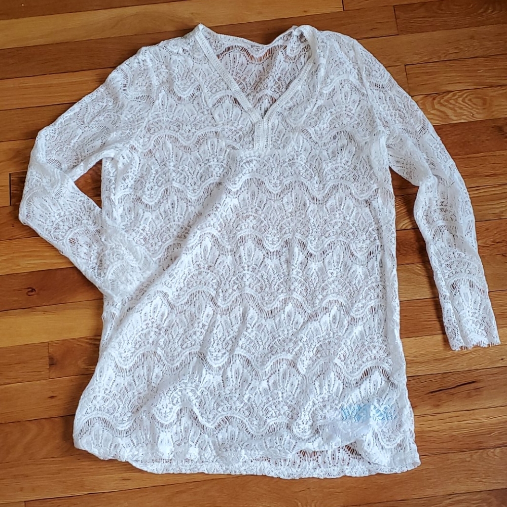 Cupshe White Lace Beach CoverUp